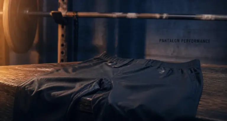 Pantalon musculation pour squats, tissu respirant et ceinture plate visible
