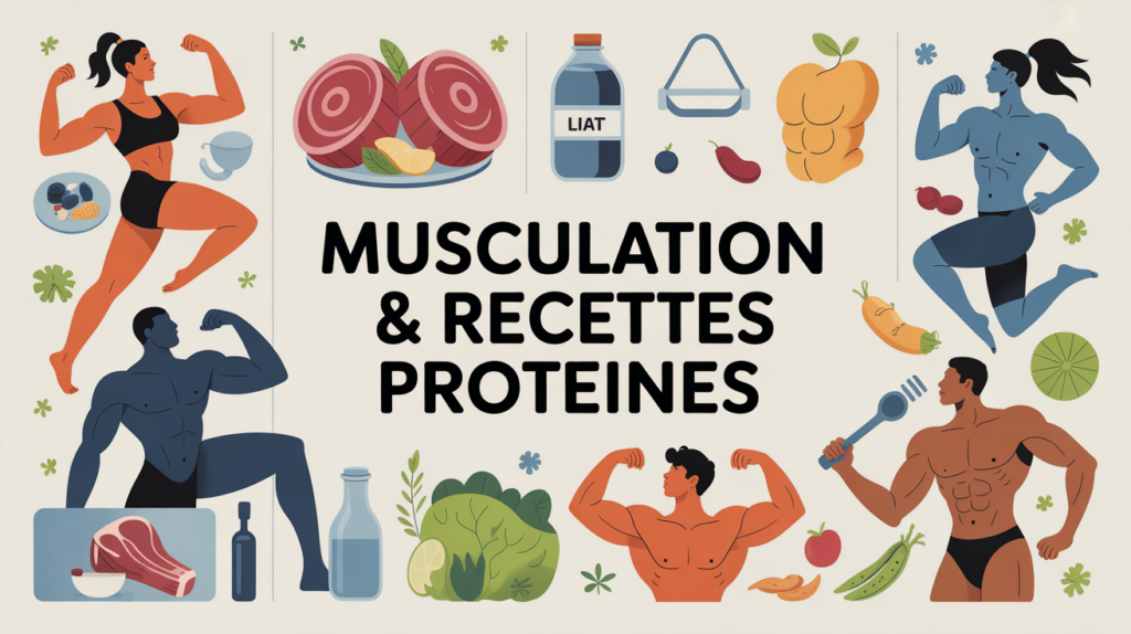 tableau recette riche en proteine musculation silhouettes athletes