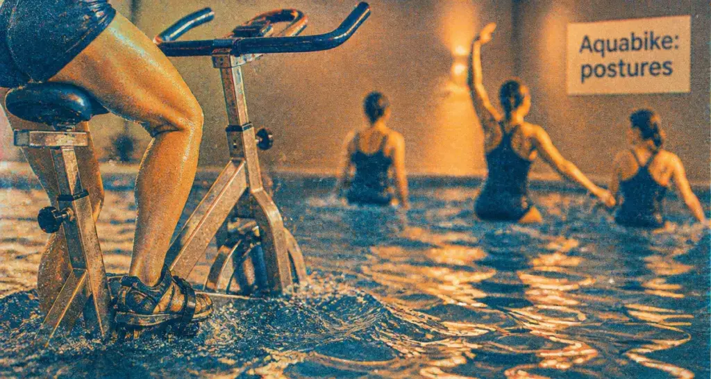 Séance aquabike 45 min : vélo aquabike et posture en piscine