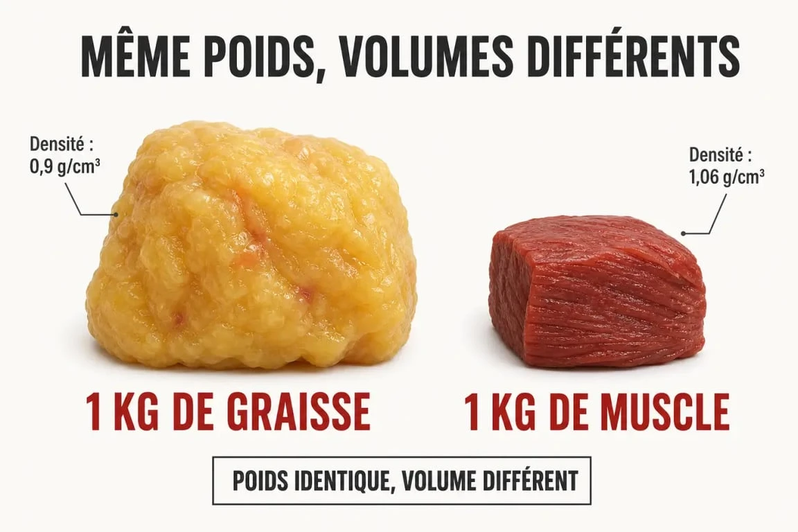1kg de graisse vs 1kg de muscle : comparaison visuelle du volume et de la densité