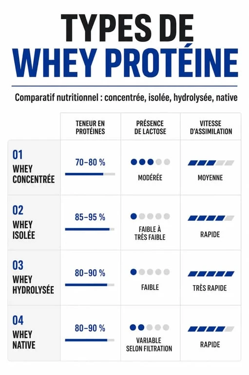 Comparatif des différents types de whey protéine pour choisir la meilleure whey selon ses besoins