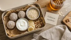 Idées de collations saines : energy balls, yaourt grec et flocons d’avoine