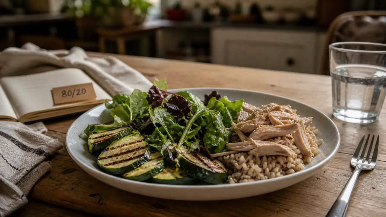 Manger équilibré sans se priver : assiette 80/20 légumes et protéines