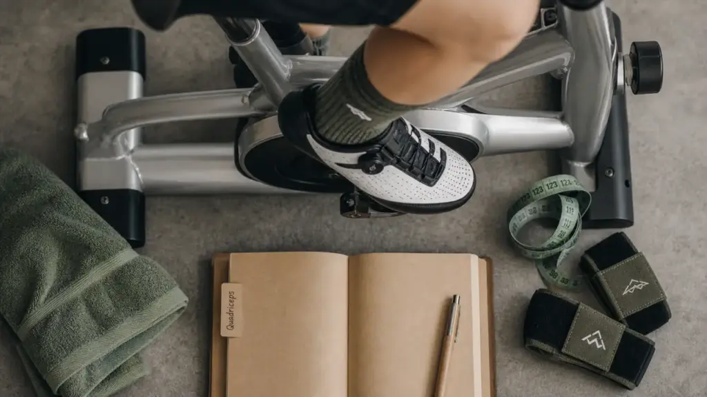 Muscle velo : cuisses et fessiers sur vélo d’appartement, posture