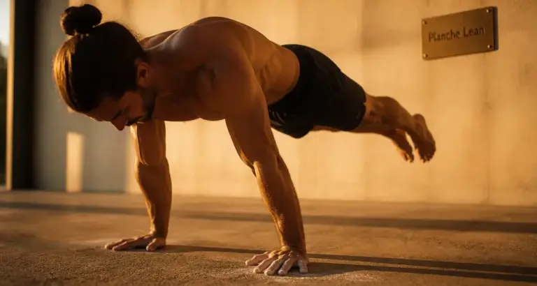 Planche calisthenics bras tendus, scapulas actives, corps gainé