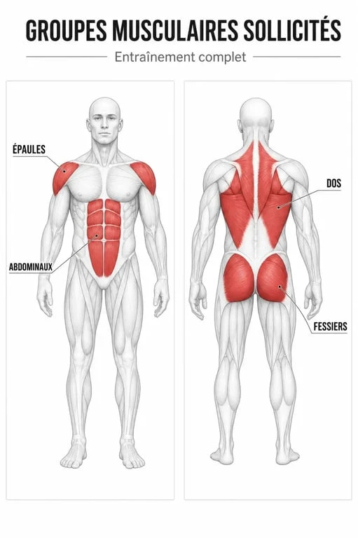 Schéma des muscles sollicités en musculation pour femme