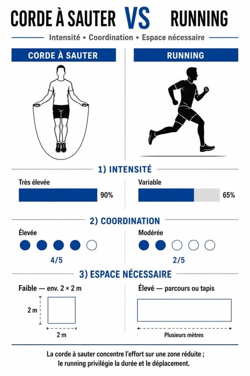 Comparatif des bienfaits de la corde à sauter vs running