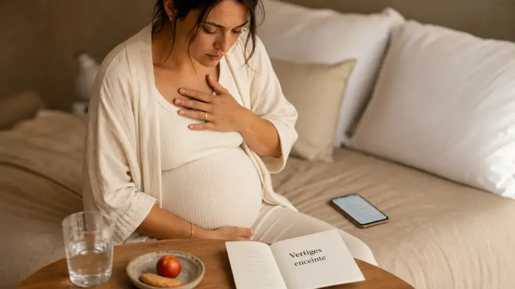 Femme enceinte et vertige, tension et fer, verre d’eau