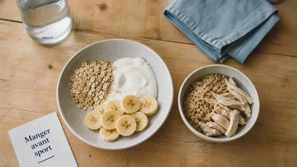 Manger avant le sport : flocons d’avoine, yaourt et banane pour bien manger