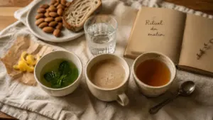 Que boire au petit déjeuner : eau tiède menthe, café et thé