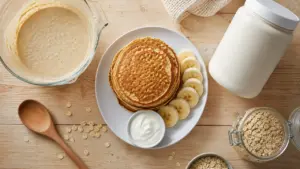 Recette pancake proteines moelleux en 10 min, banane et yaourt grec