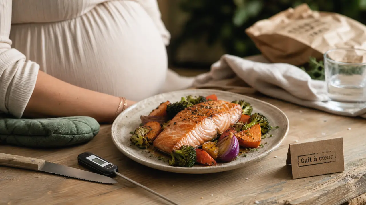 Saumon femme enceinte cuit à cœur, photo cuisine