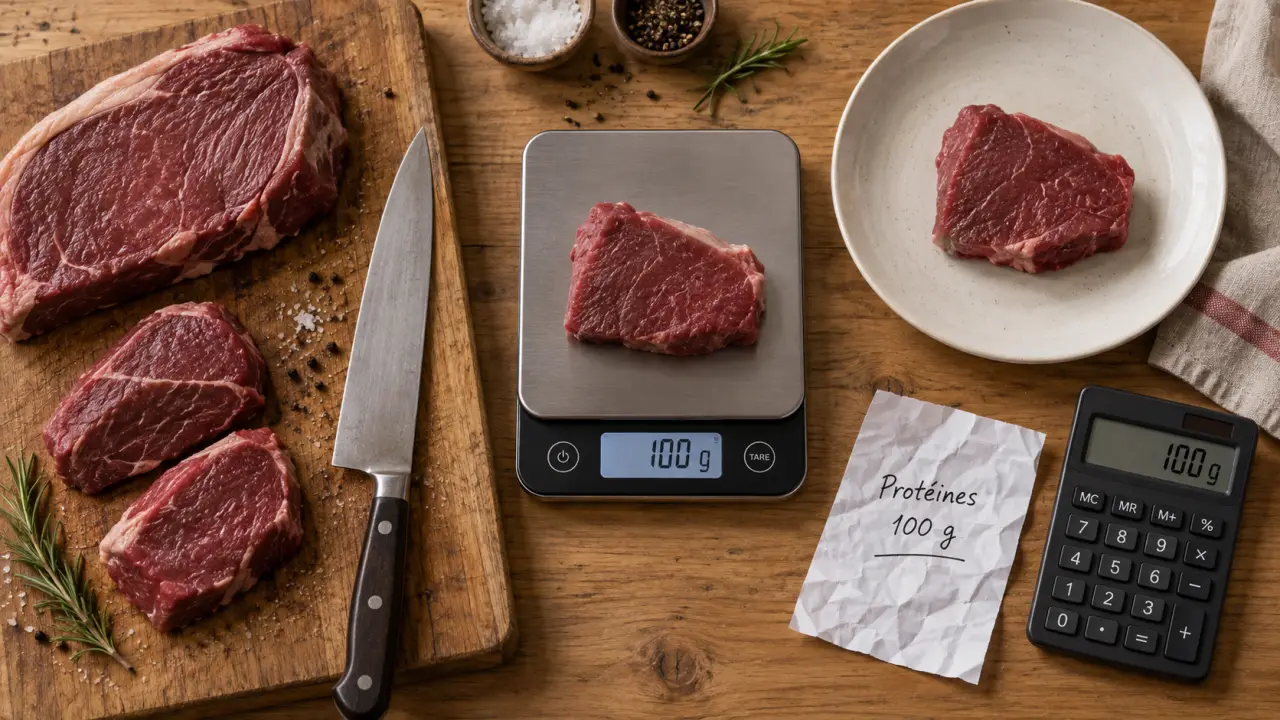 Combien de proteine dans 100g de viande rouge : portion mesurée