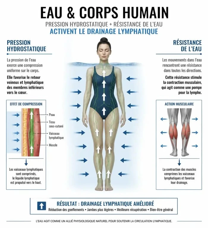Mécanisme physique de l'aquagym sur le corps et drainage lymphatique