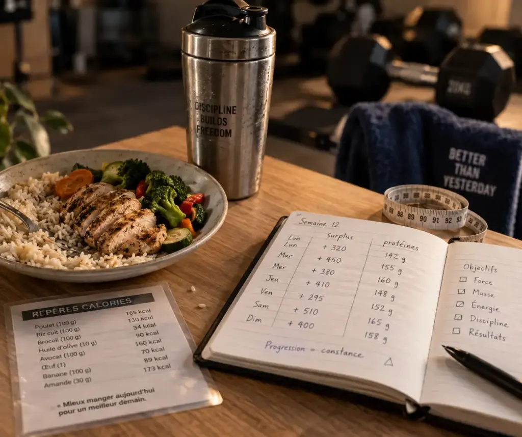Prise de muscle : surplus modéré, repas mesuré et tour de taille