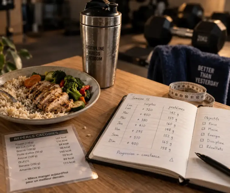 Prise de muscle : surplus modéré, repas mesuré et tour de taille