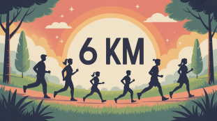 Silhouettes sur chemin, texte 6 kms, ambiance motivee