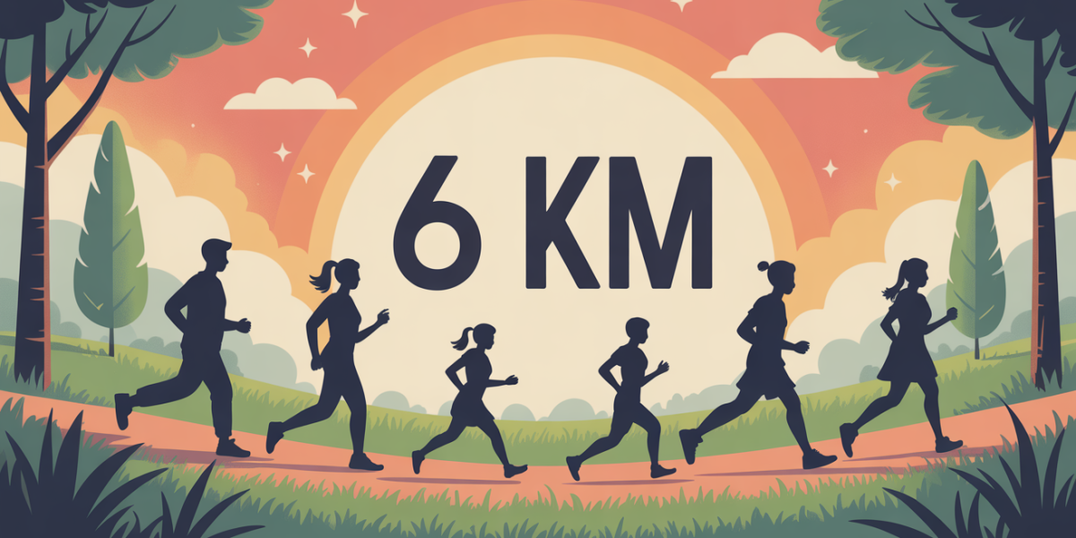 Silhouettes sur chemin, texte 6 kms, ambiance motivee