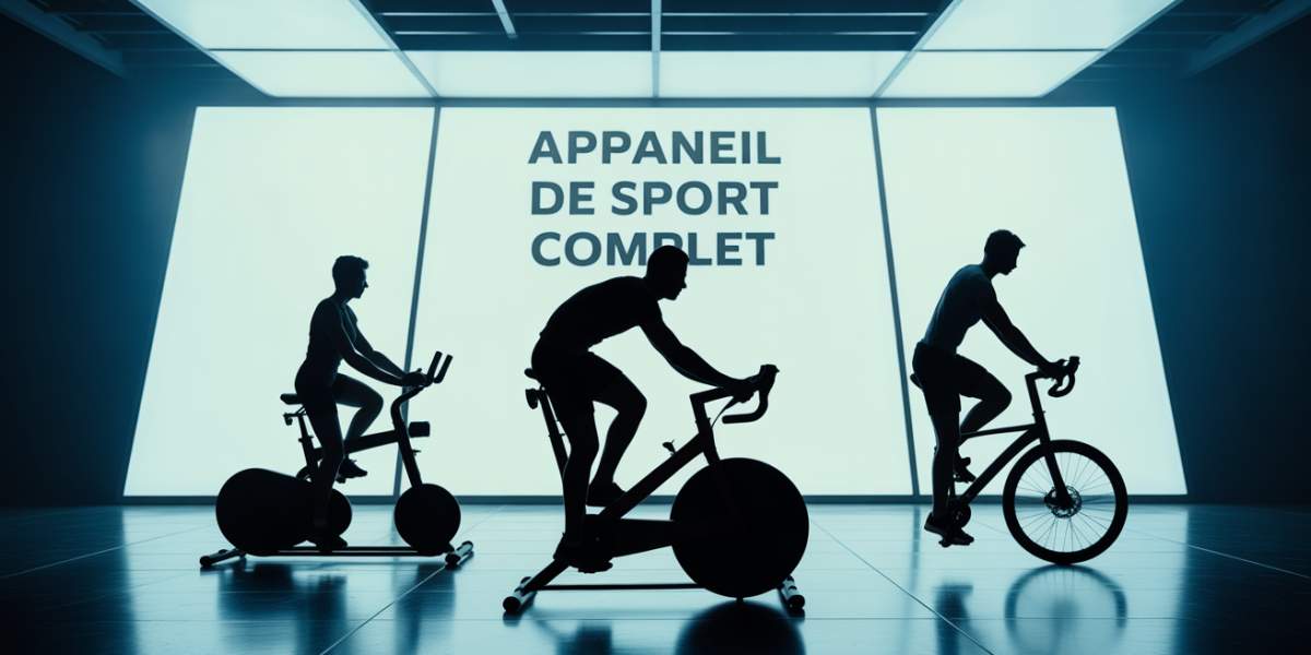 appareil de sport qui fait travailler tout le corps silhouettes dans salle lumineuse