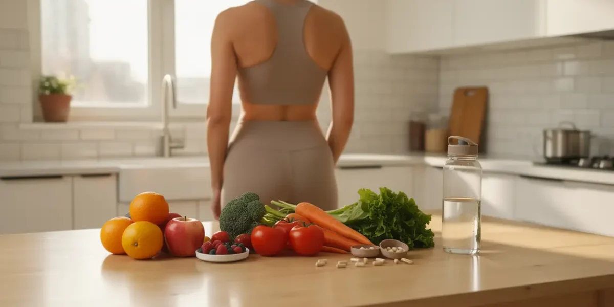 Silhouette dos sport table fruits légumes capsules brûleurs de graisse