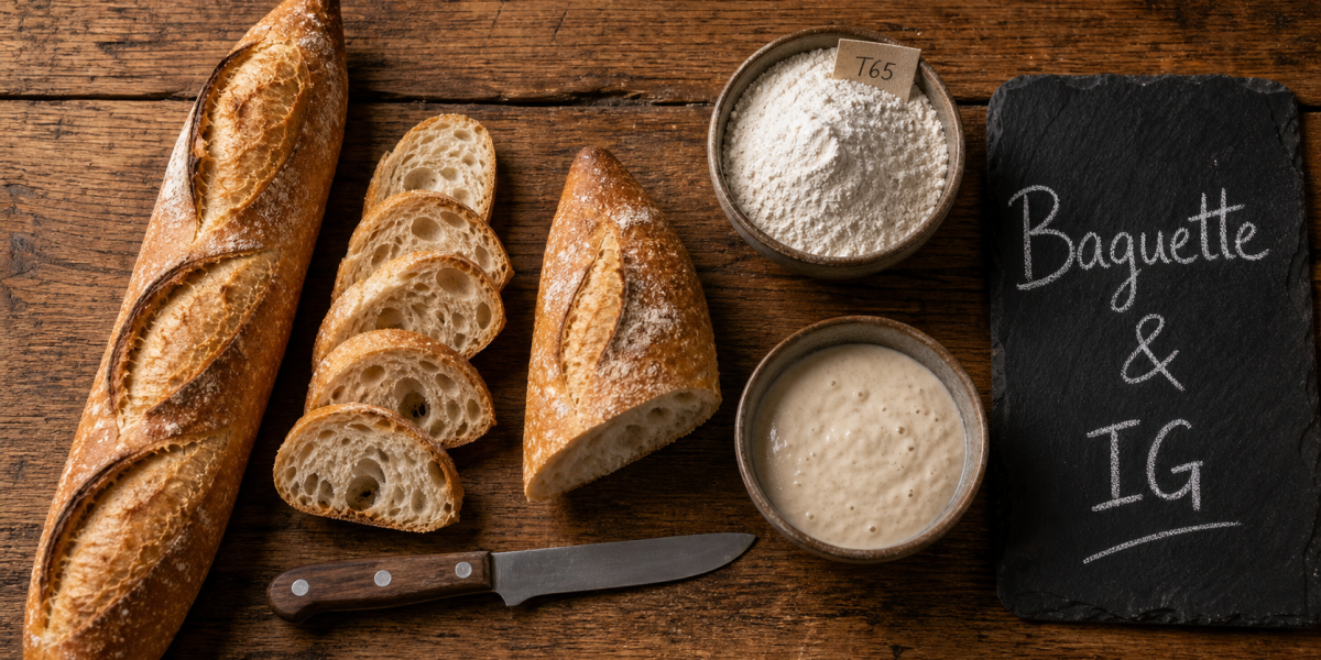 Calories baguette bread : 285 kcal aux 100 g, baguette tranchée et farine T65
