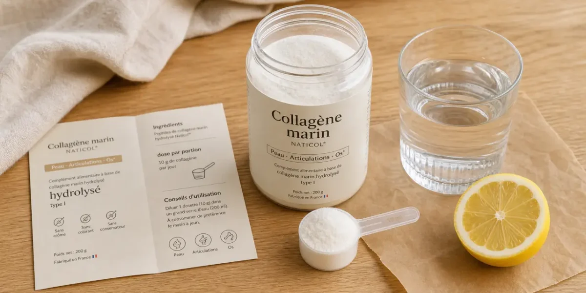 Collagène marin am nutrition en poudre, pot et dose