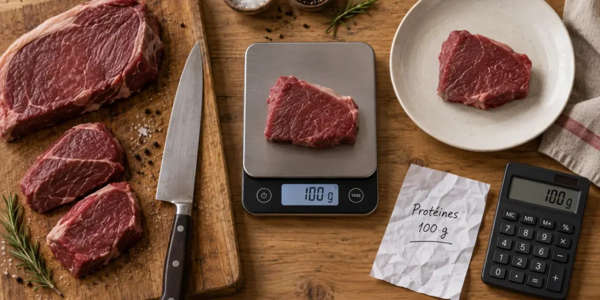 Combien de proteine dans 100g de viande rouge : portion mesurée