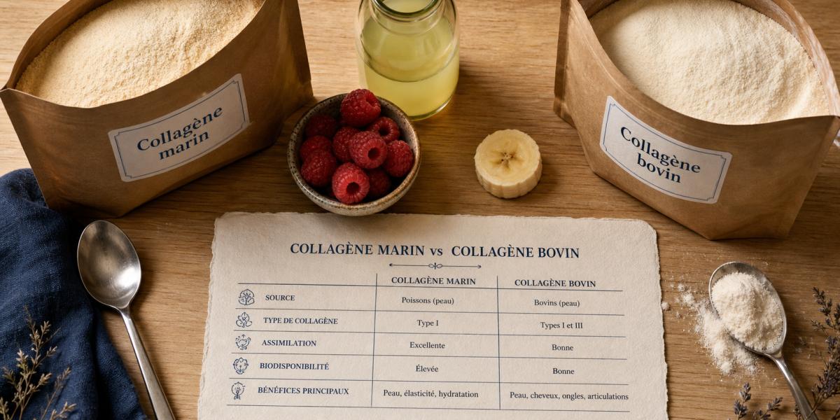 Difference collagene marin et bovin : collagène marin vs bovin en poudre