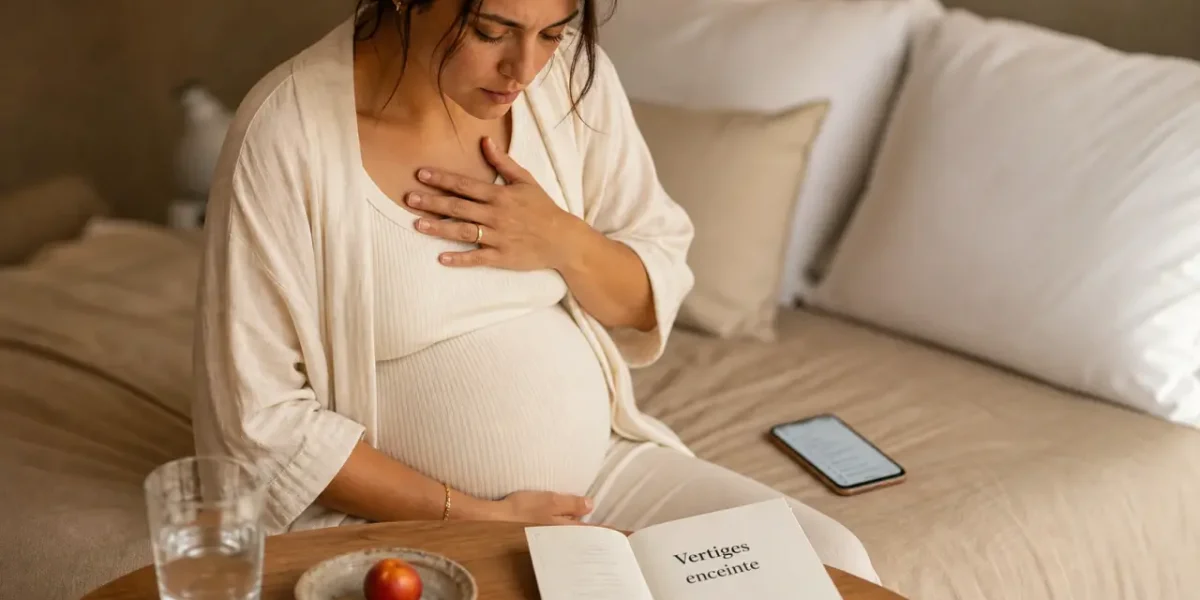 Femme enceinte et vertige, tension et fer, verre d’eau
