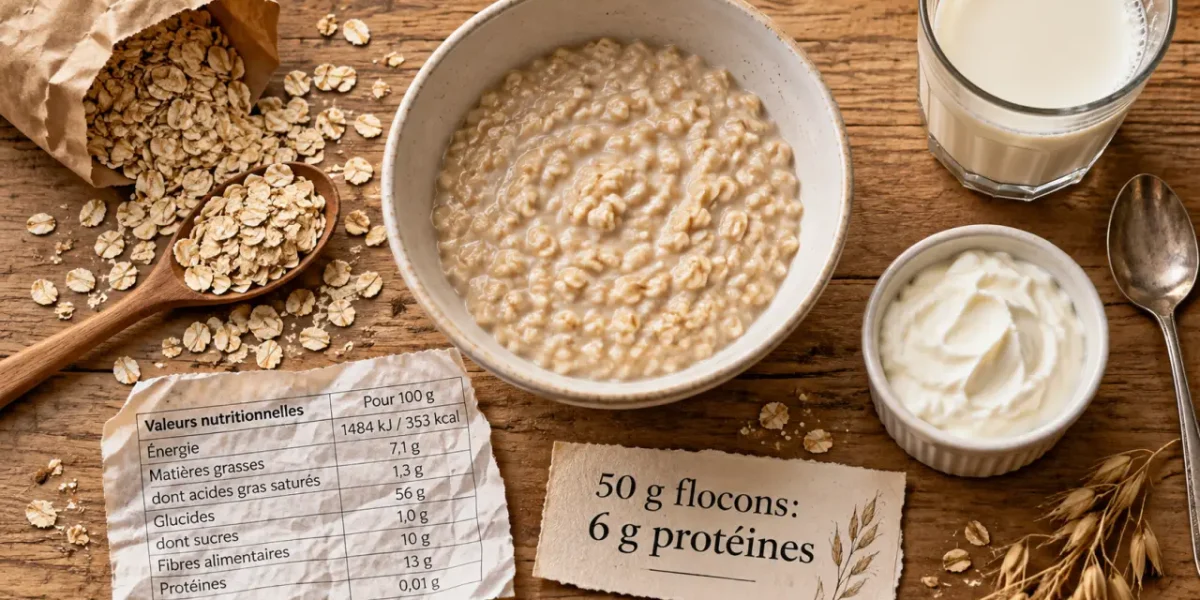 Flocons d'avoines proteines : porridge avec 50 g et 6 g de protéines