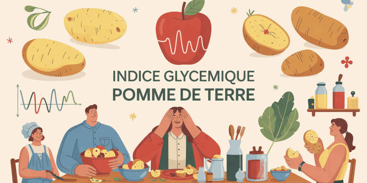Illustration indice glycemique de pomme de terre, convivial, graphique