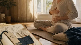 Le yoga pour débutant : posture de montagne sur tapis au salon
