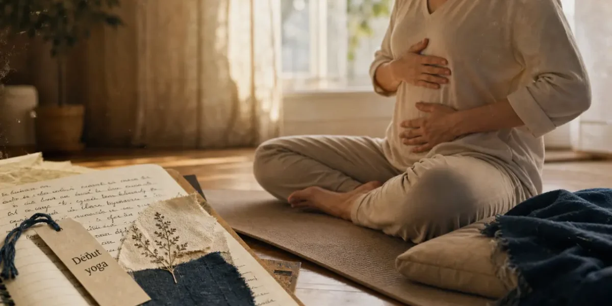Le yoga pour débutant : posture de montagne sur tapis au salon