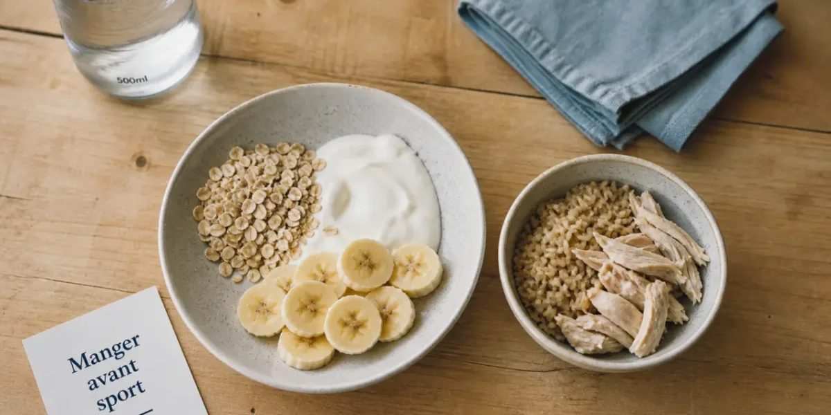 Manger avant le sport : flocons d’avoine, yaourt et banane pour bien manger