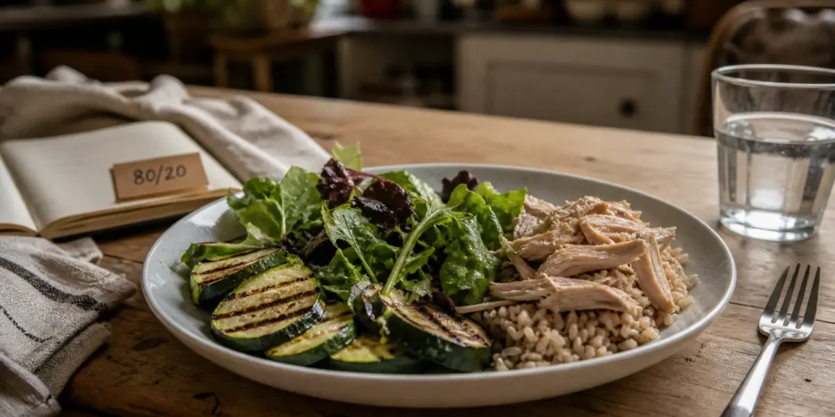 Manger équilibré sans se priver : assiette 80/20 légumes et protéines