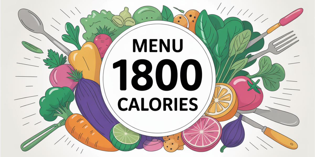 Assiette avec menu 1800 calories par jour