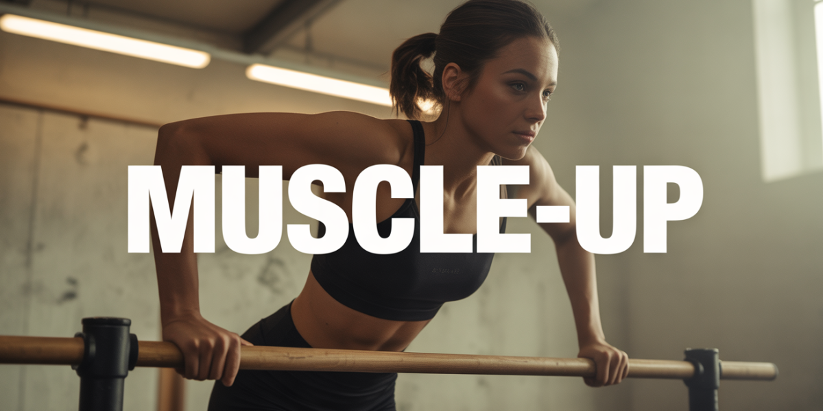 athlete femme effectuant muscle up barre