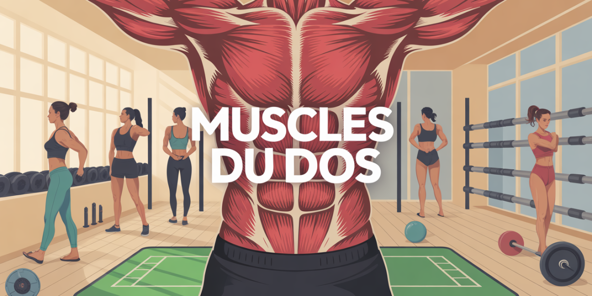 illustration dos femme groupes musculaires haltères tapis