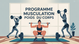 musculation poids du corps programme illustration personne s'entraîne chez soi
