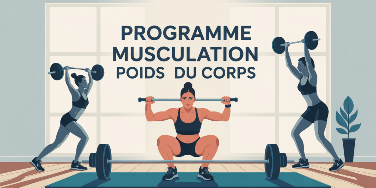 musculation poids du corps programme illustration personne s'entraîne chez soi