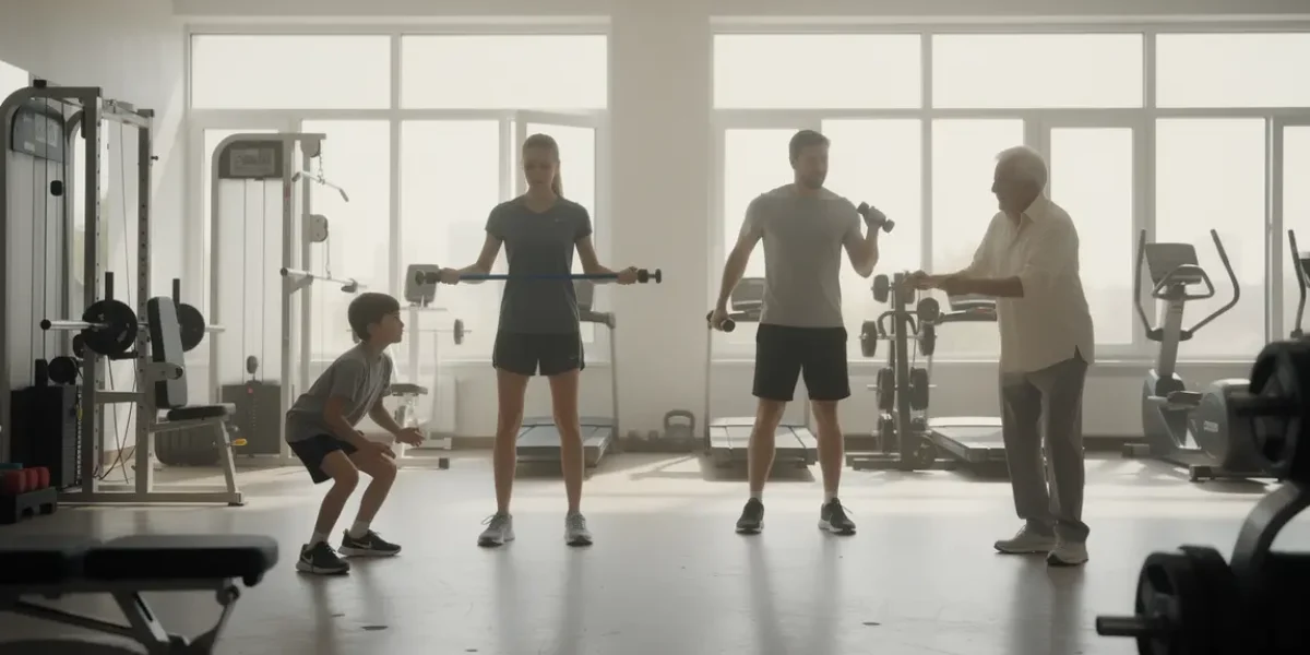 groupe tous âges musculation salle sport exercices simples