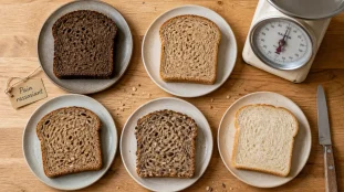 Pain de regime : seigle, complet et céréales, 60 g, comparaison