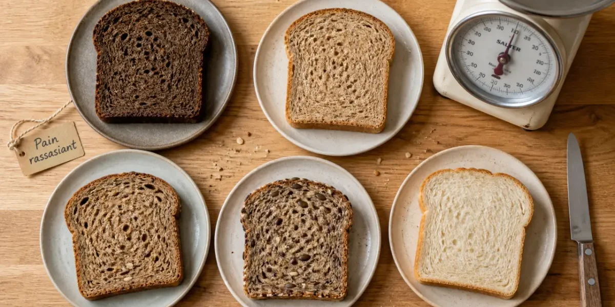 Pain de regime : seigle, complet et céréales, 60 g, comparaison