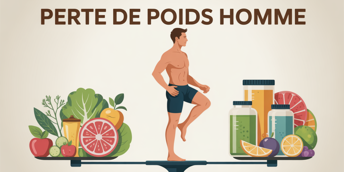 perte de poids homme illustration silhouette aliments