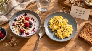 Petit dejeuner musculation : bol skyr, avoine et œufs, 20 à 40 g de protéines
