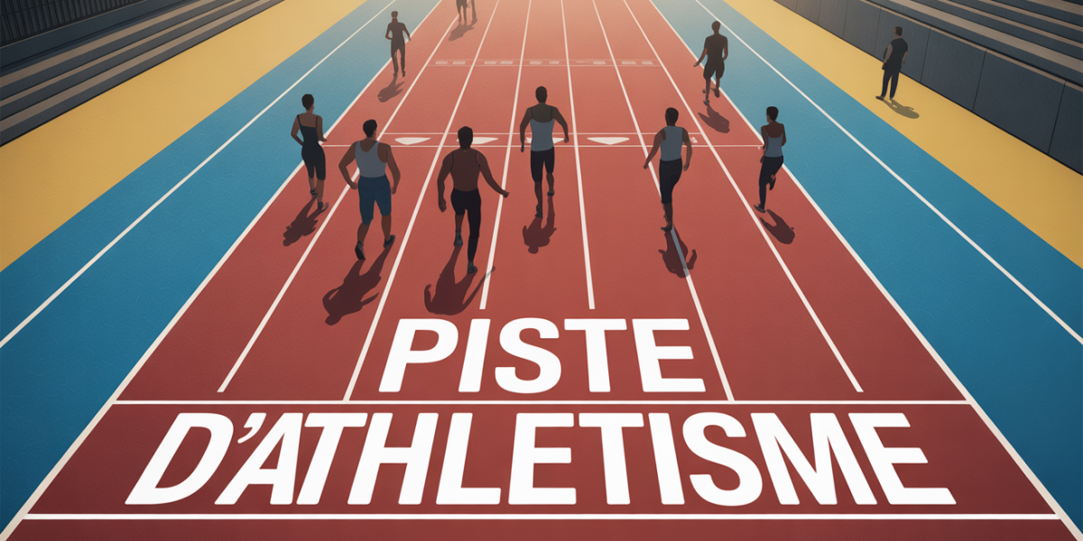vue stylisee piste d'athletisme silhouettes coureurs