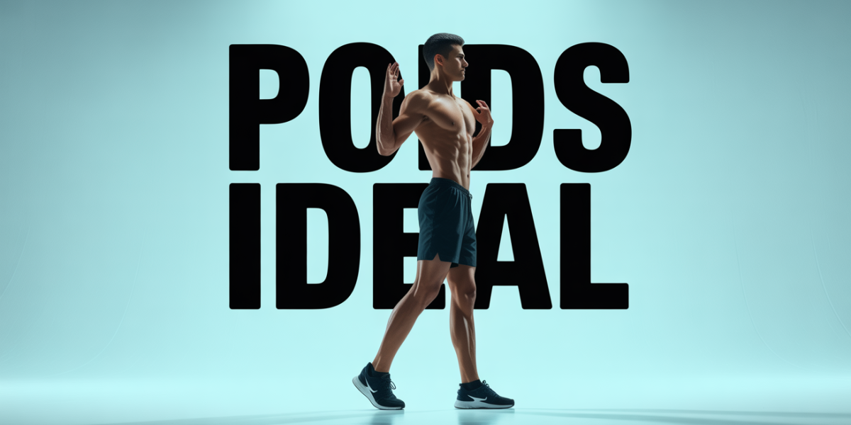 poids ideal homme 1m80 sportif debout sur balance