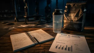 Prendre du muscle : whey, shaker et suivi en salle de sport