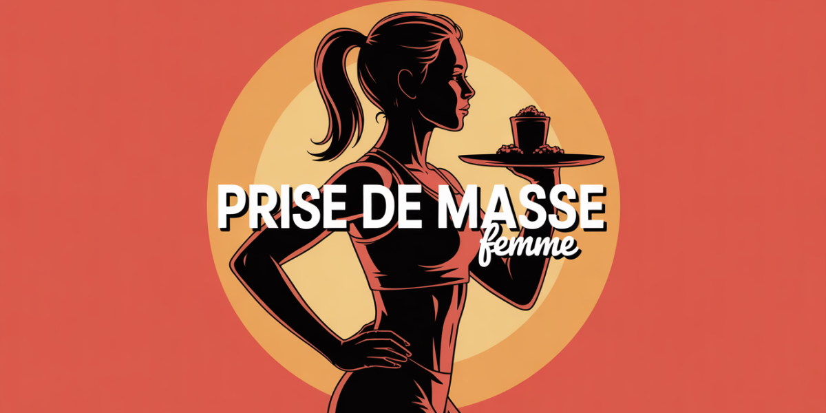 Prise de masse femme silhouette haltères et assiette