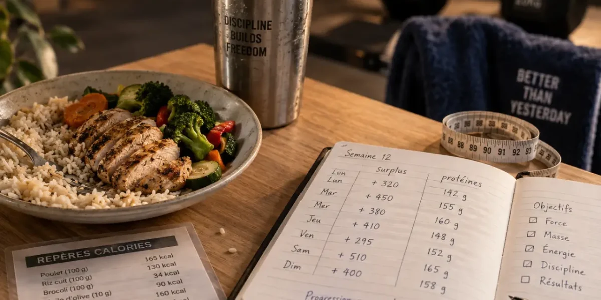 Prise de muscle : surplus modéré, repas mesuré et tour de taille